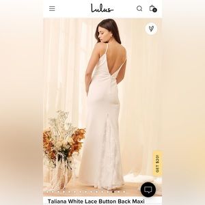 Lulus Taliana White Lace Button Back Maxi Dress Size Small